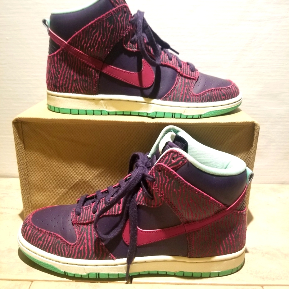 Women's Nike Dunk Hi Skinny Print 'Purple Dynasty' shoes size 9
